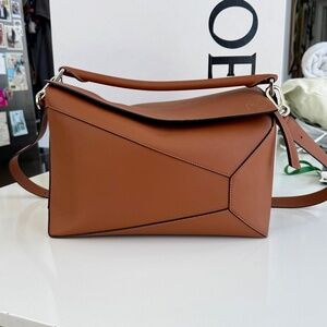 LOEWE Large Puzzle Edge Bag In Tan Classic Calfskin Leather - Jonathan Anderson